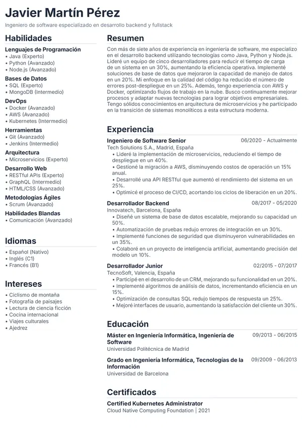 Vista previa de plantilla de CV - Classic Traditional