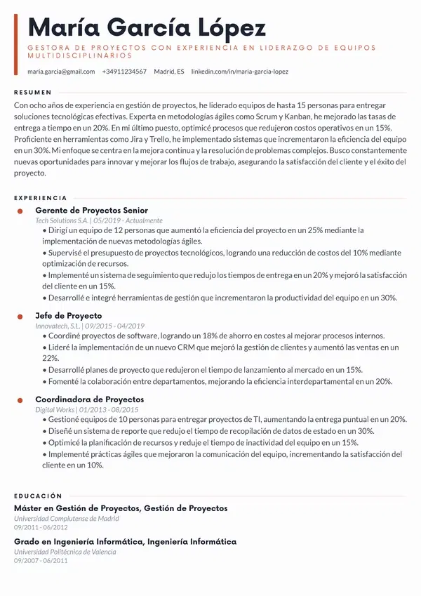 Vista previa de plantilla de CV - Lumina