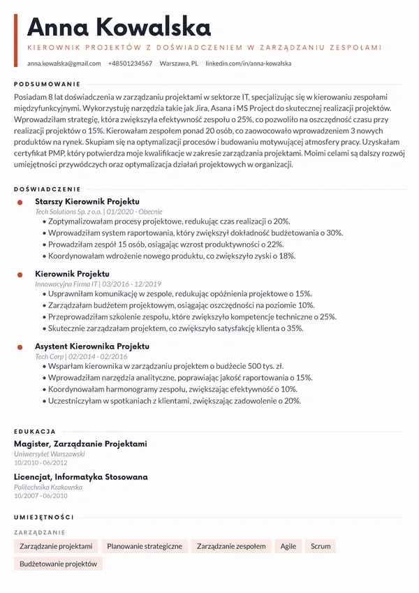 Podgląd szablonu CV - Lumina