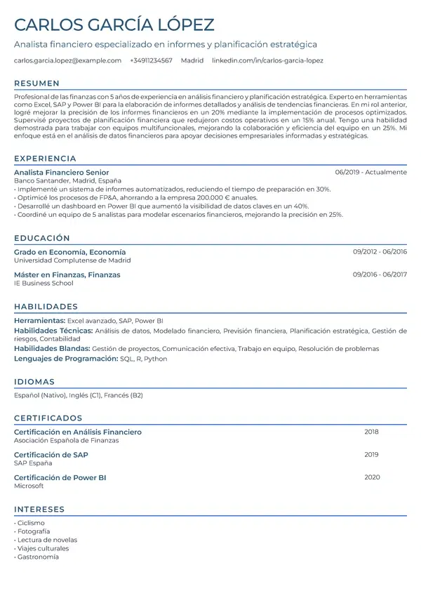 Vista previa de plantilla de CV - Simple Border