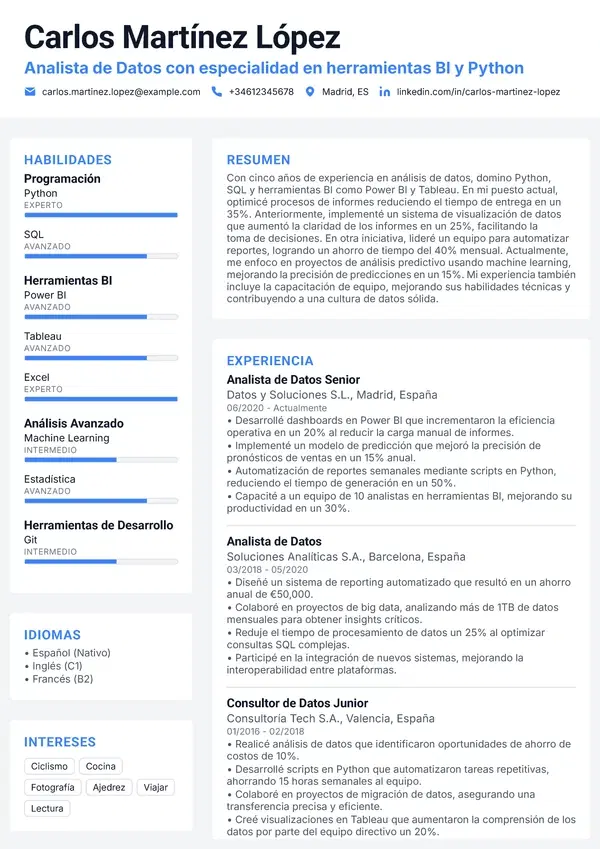 Vista previa de plantilla de CV - Tech Grid