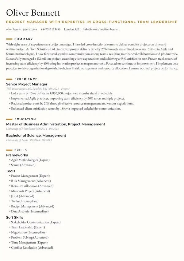 CV Template Preview - Amber Trace