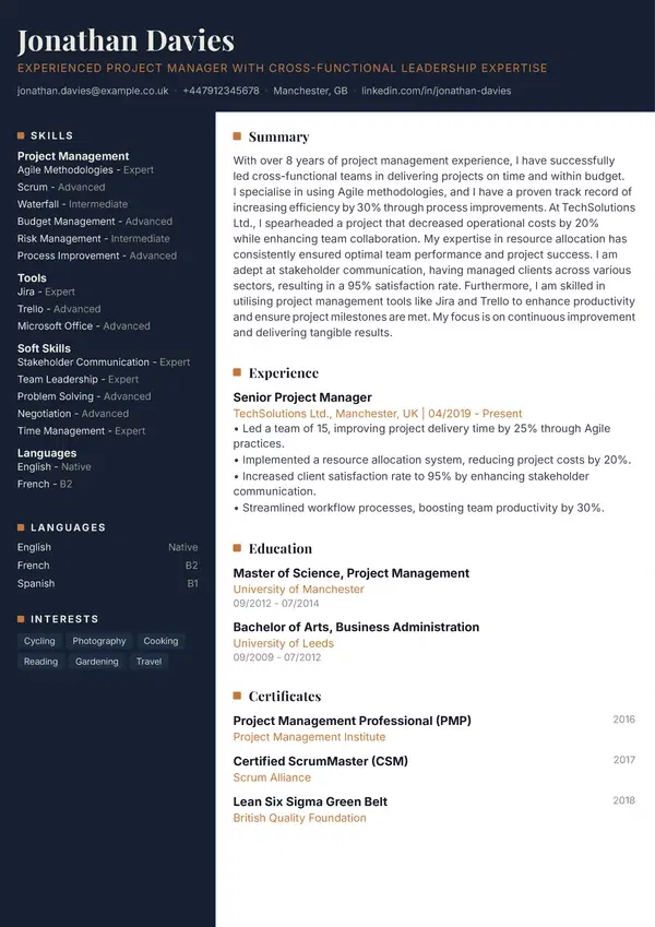 CV Template Preview - Meridian