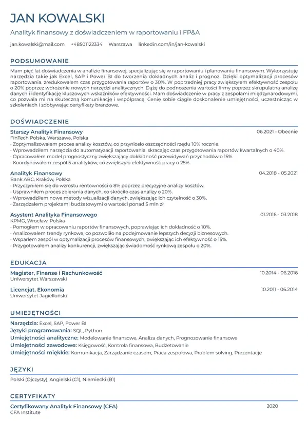 Podgląd szablonu CV - Simple Border