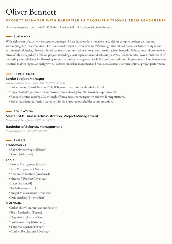 CV Template Preview - Amber Trace