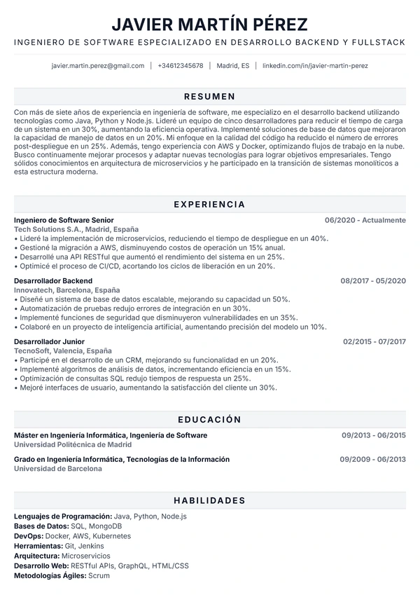 Vista previa de plantilla de CV - Bold Pro
