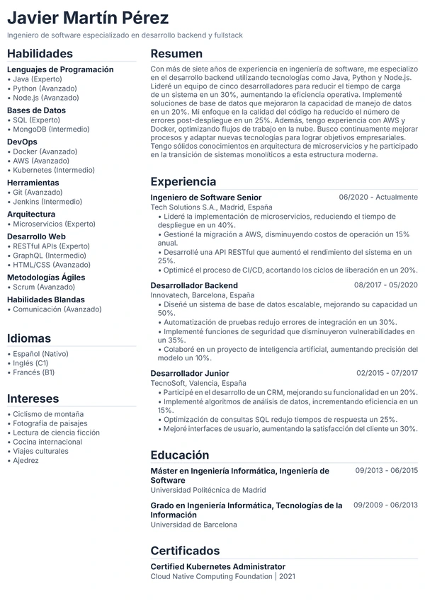 Vista previa de plantilla de CV - Classic Traditional