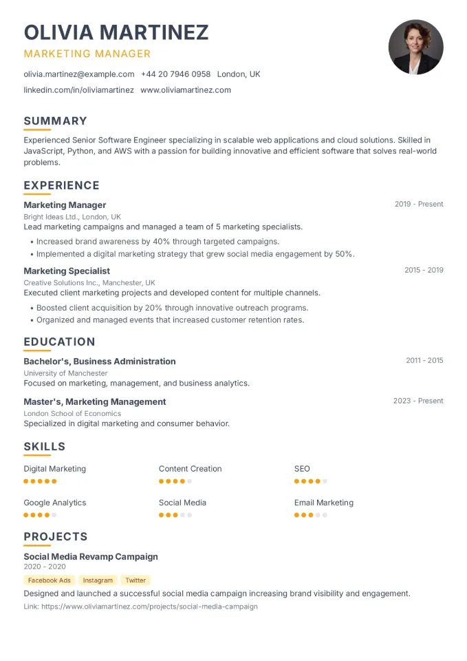 CV Template Preview - Elegant Executive