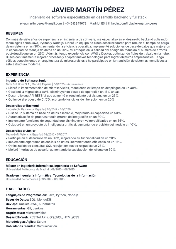 Vista previa de plantilla de CV - Essential Clean