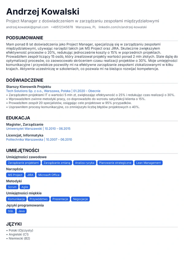 Podstawowy jednokolumnowy - Stażysta