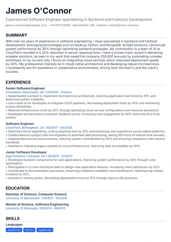 One Column Basic - Junior Developer