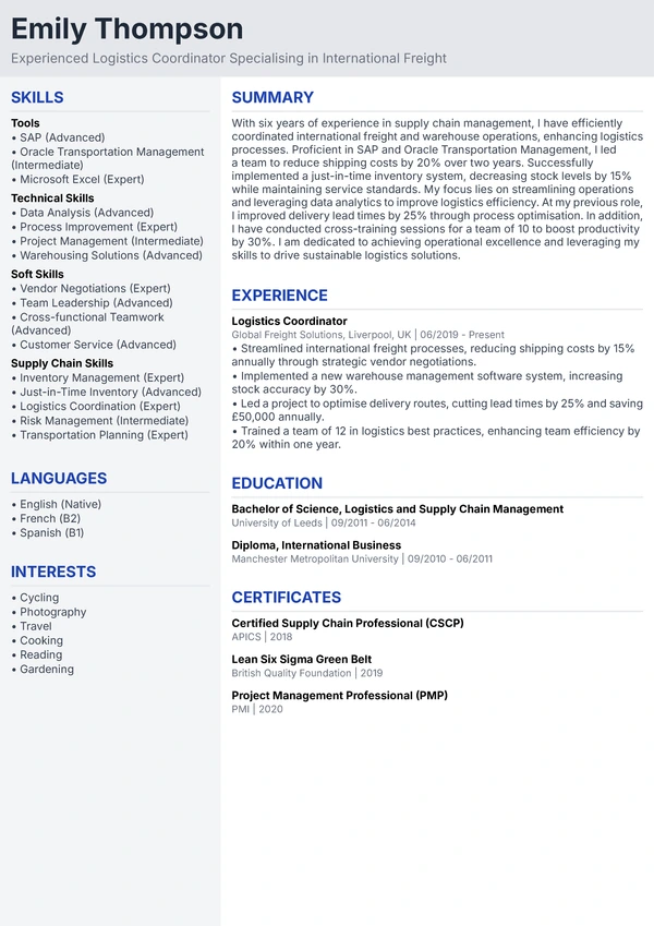 Standard Professional - Logistics Specialist