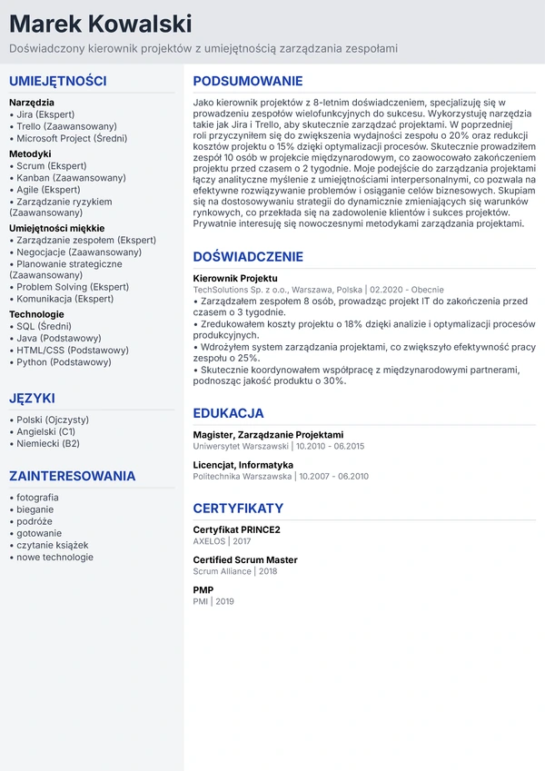 Standardowy Profesjonalny - Kierownik Biura