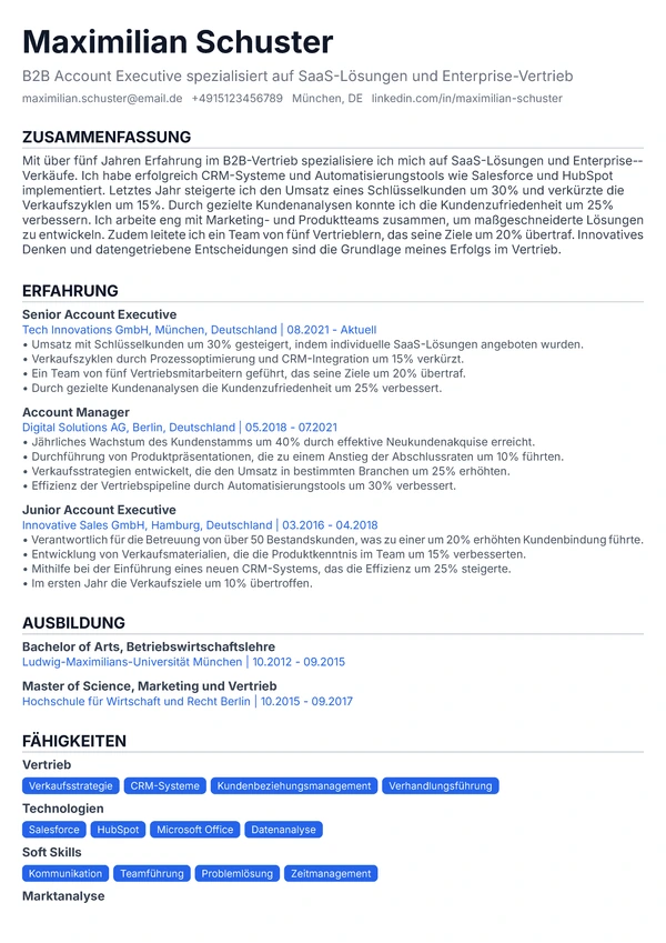 One Column Basic - Verkaufsberater