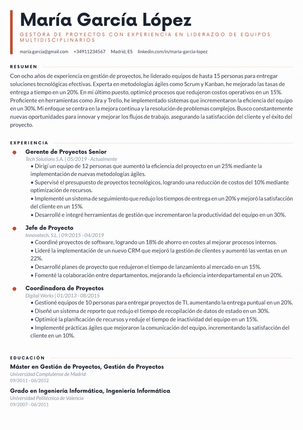 Vista previa de plantilla de CV - Lumina