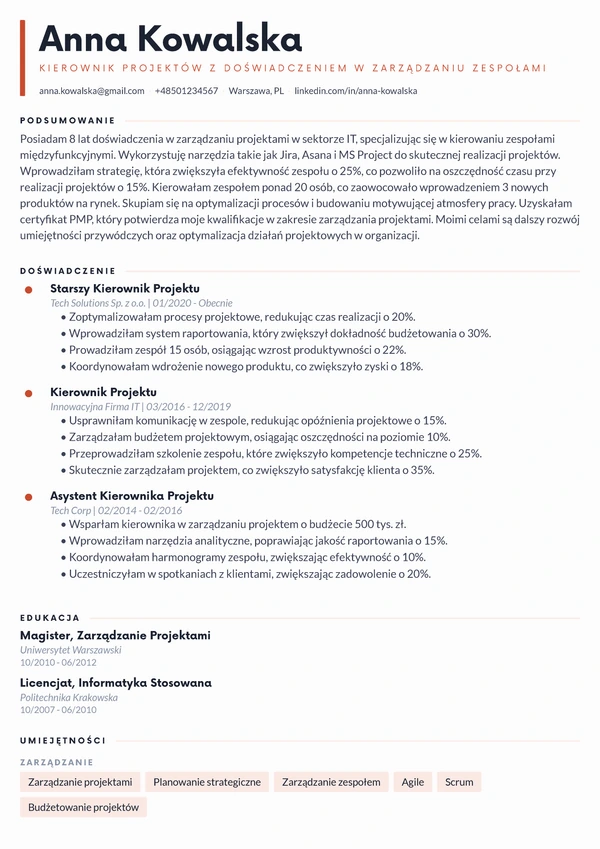 Podgląd szablonu CV - Lumina