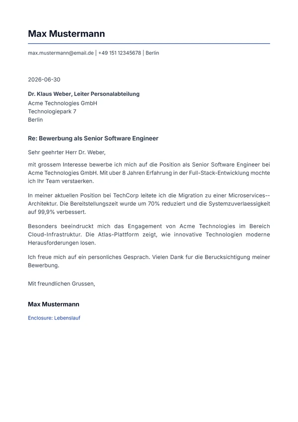 Standard Professional Letter