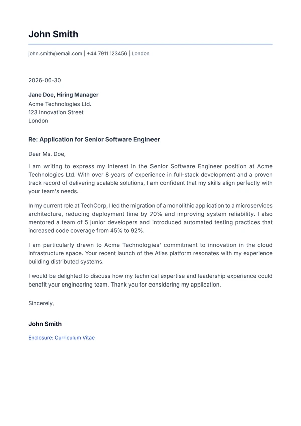 Standard Professional Letter