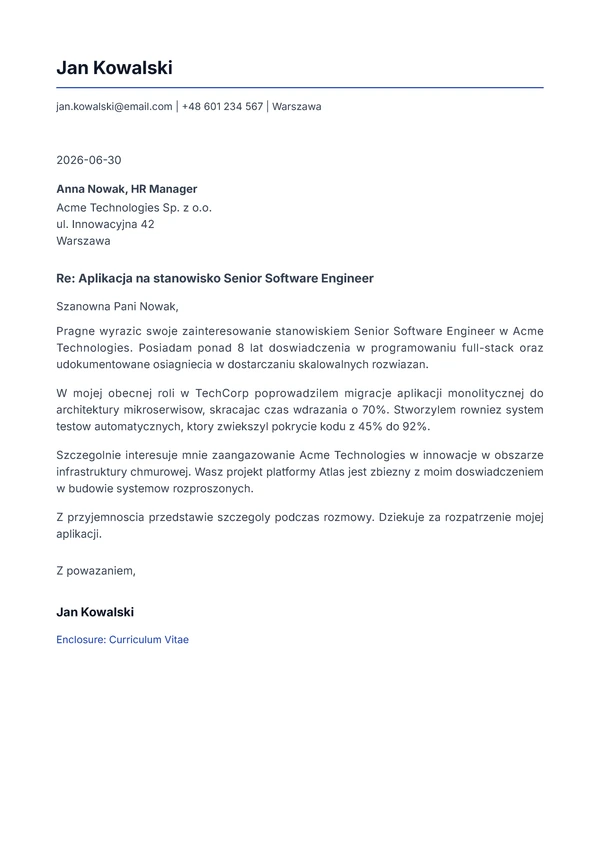 Standard Professional Letter